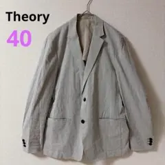 【セオリー】Theory テーラードジャケット　ライトグレー　リネン　40