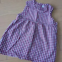 無印良品　ギンガムチェック ノースリーブワンピース 90