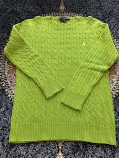polo ralph lauren:ライムグリーン ケーブルニットセーター