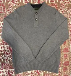 00s Eddie Bauer ヘンリーネック コットンニット グレー　M