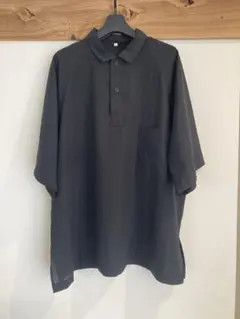 MUJI Labo 無印良品　風を通す ワイド五分袖 布帛ポロシャツ　ブラック