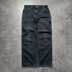 美品USA製カーハートダブルニーダックパンツブラック黒W35L31古着ワーク