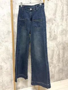 ダークブルーワイドレッグデニム