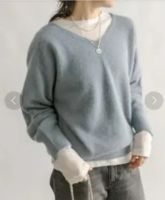 リヴドロワ【やわらかな肌当たり】ヘアリーラグランVネックニット