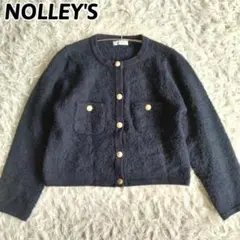 美品✨ノーリーズ　ノーカラージャケット　ネイビー　カーディガン　M相当　金ボタン