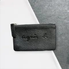 美品agnes b. アニエスベー フラグメントケース レザー 黒　ロゴ型押しのサムネイル