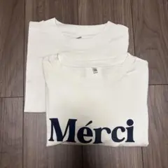2枚セット COCA Merci ロゴ Tシャツ/ ユニクロ ホワイト 半袖T