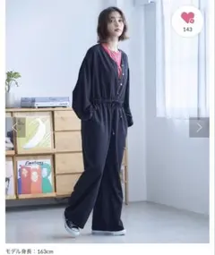 【nane】ボリュームスリーブオールインワン　ブラックM 新品未使用タグ付き