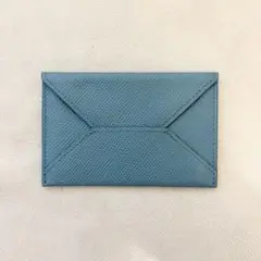美品☆カルバンクライン☆スモーキーブルーが素敵な名刺入れ☆エルメスと同素材使用