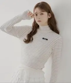 Chico 胸ロゴラメタートルニット　ホワイトその他2