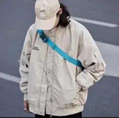 春夏 ワンポイント MA1 フライトジャケット L 男女兼用 クリーム ベージュ