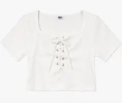 WEGO 半袖カットソー レースアップ ホワイト