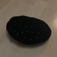 ブラックラインストーン ベレー帽