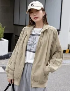 shein ベージュ　ジップアップ　薄手　アウター　春秋　一回着用　美品　XL