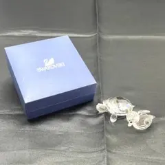 Y602-219　SWAROVSKI クリスタル カメ ヒヨコ 置物 2個 Swarovski Idyllia Tortoise and Daisy Figurine 5721542