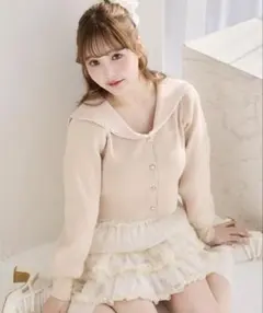 NICE CLAUP セーラーカラーニットカーディガン