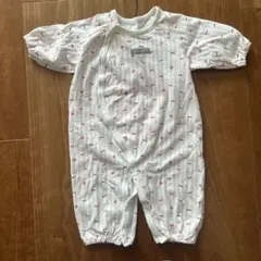 新生児 コットン ロンパースストライプ 赤 リボン さくらんぼ 美品