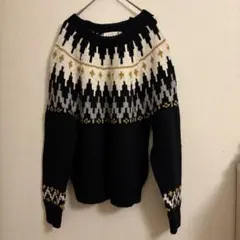 cepo ノルディック柄 長袖ニットセーター厚手