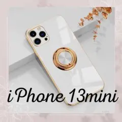 ラスト１点です！iPhone13mini　オシャレ　ゴールド　リング付き　韓国