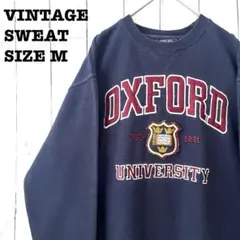 アメリカ古着OXFORD オックスフォードカレッジ刺繍ロゴスエットトレーナー　M