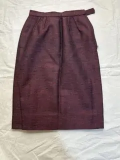 昭和レトロ　ワインレッド タイトスカート プリーツ入り