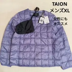 新品　TAION　クルーネックボタン　インナーダウンジャケットPURPLE　XL