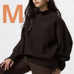 UNIQLO スフレヤーンモックネックセーター　ダークブラウン　Mサイズ