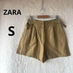 美品 ZARA S ベージュ ハイウエスト ショートパンツ キュロット