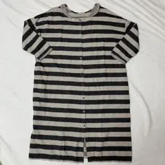 サマンサモスモス　ストライプ 七分袖 ロングワンピース　リネン混