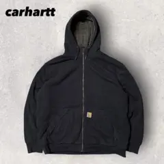 カーハート ジップパーカー 裏ボア XL ネイビー 人気モデル 古着 p