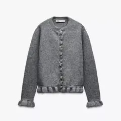 ZARA フリルニットカーディガン　Lサイズ