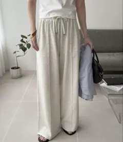 DISCOAT ライトオンス裏毛センタープレスワイドパンツ　M