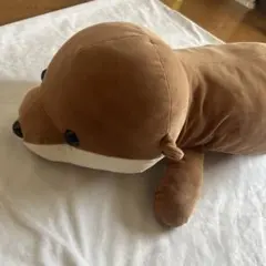 BIG カワウソ ぬいぐるみ クッション　抱き枕 ハッピーマリン　ブラウンのサムネイル