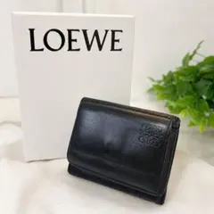 ロエベ 三つ折り財布 アナグラム レザー ブラック コンパクトウォレットのサムネイル