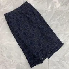 clear 花柄レース スカート ネイビー ミモレ丈 Fサイズ 可愛い オシャレ