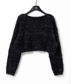 ラメシャギーショートニットトップス