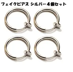 フェイクピアス ノンホールピアス イヤリング 内径10ｍｍ シルバー 4個セットのサムネイル