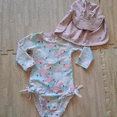 RuffleButts ベビー水着 帽子セット 12-18m