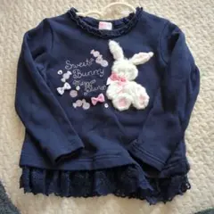 ラムジー様　メゾピアノ うさぎ刺繍トレーナー 100cm ネイビー