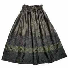 544⿻本場泥大島紬リメイクロングスカート　着物リメイクロングスカート