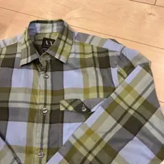 アルマーニ・エクスチェンジ　チェック柄 長袖シャツ グリーン/ブルー