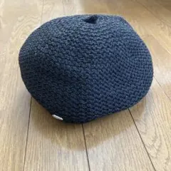 黒いニットベレー帽 調整可能