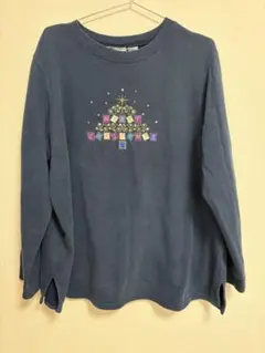 スウェット　クリスマス　ヴィンテージ 古着　ネイビー