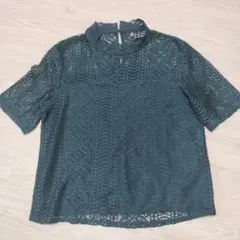 titivate レース 半袖 ブラウス ダークグリーン Mのサムネイル