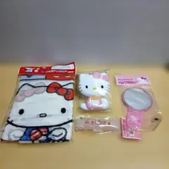 キティ　綿ボディタオル　ヘアブラシ　印鑑ケース　ハンドミラー