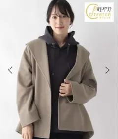 GLOBAL WORK 軽やかストレッチ ミドルショートコート