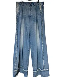 【完売品、多少使用感あり】 HARE:クロスフリンジデニムパンツ