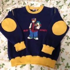 ミキハウス☆mikihouse 120㎝ くまさんプリントトレーナー 紺×黄色