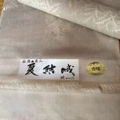 ベージュ本場夏結城紬　正絹(定価23万円)