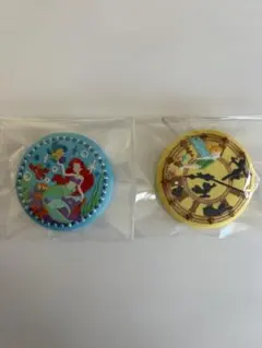ディズニー　刺繍缶バッジ2 リトルマーメイドとピーターパン　2個セット